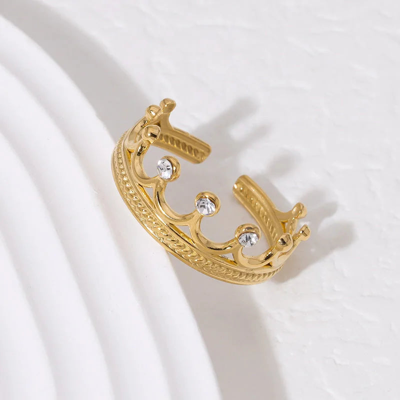 Anel Geométrico Crown Dourado Lenogue Ouro