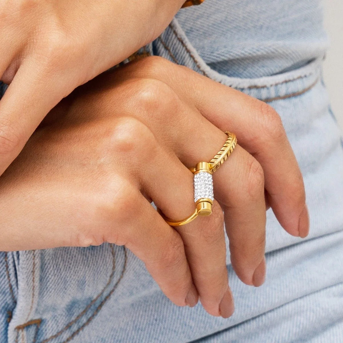 Anel Glamorous Glitz Giratório Lenogue