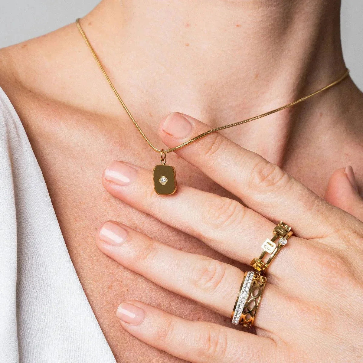 Anel Noble Mosaico Lenogue Ouro / 14