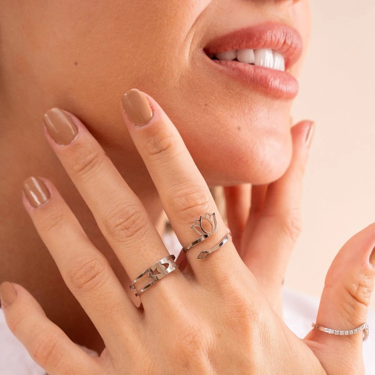 Anel Pure Flor de Lótus Prata Lenogue / Ajustável