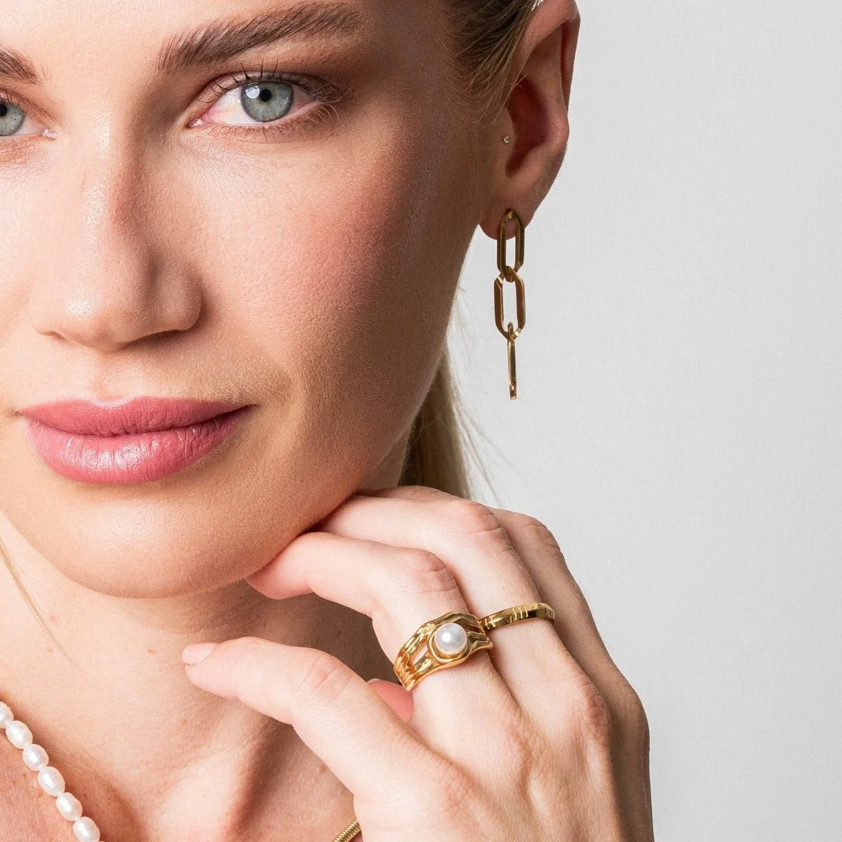 Anel Radiant Catalina Pérola Solitário Lenogue Ouro / 14