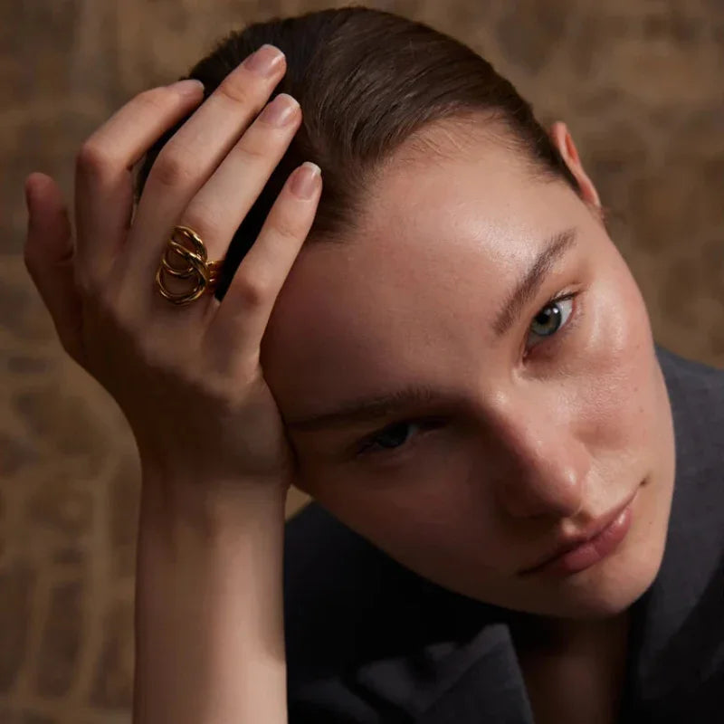 Anel Radiant Geométrico Metálico Design único Lenogue