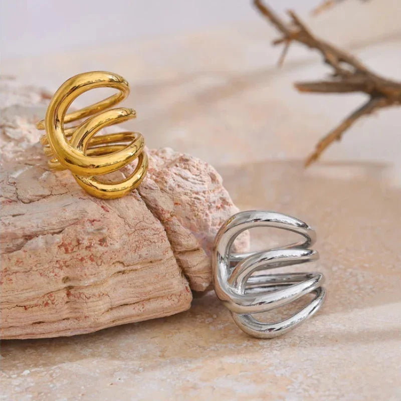 Anel Radiant Geométrico Metálico Design único Lenogue