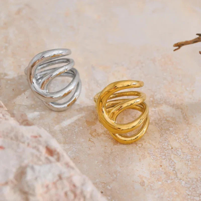 Anel Radiant Geométrico Metálico Design único Lenogue