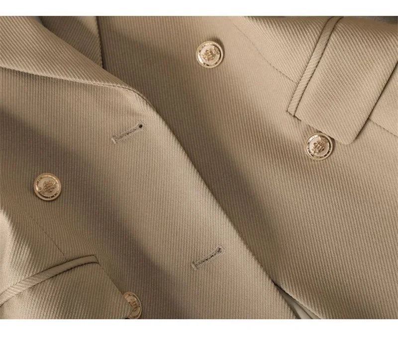 Blazer Longo de Alfaiataria Transpassado Lenogue