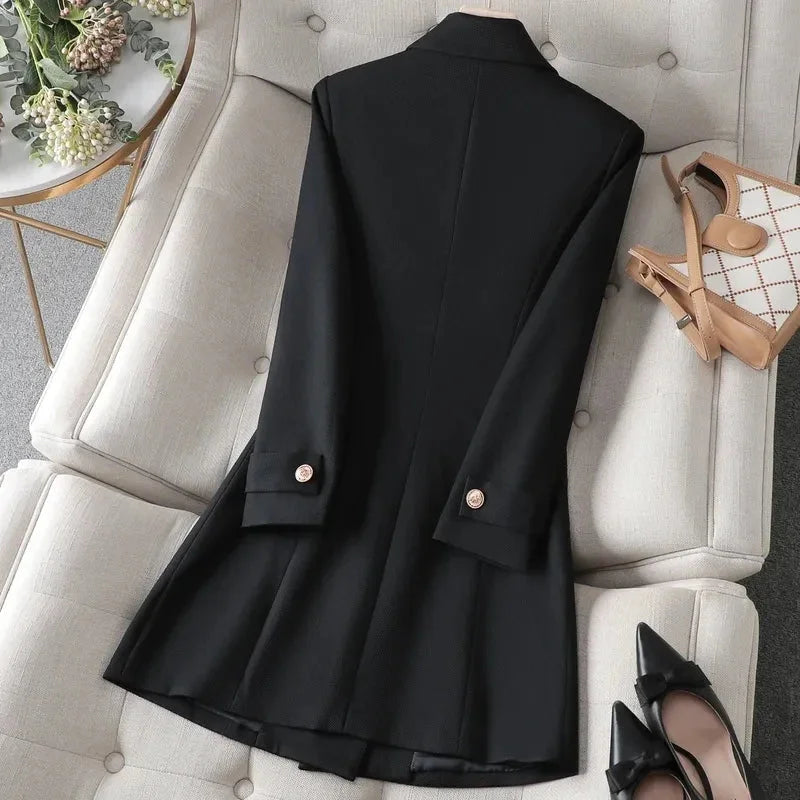 Blazer Longo de Alfaiataria Transpassado Lenogue