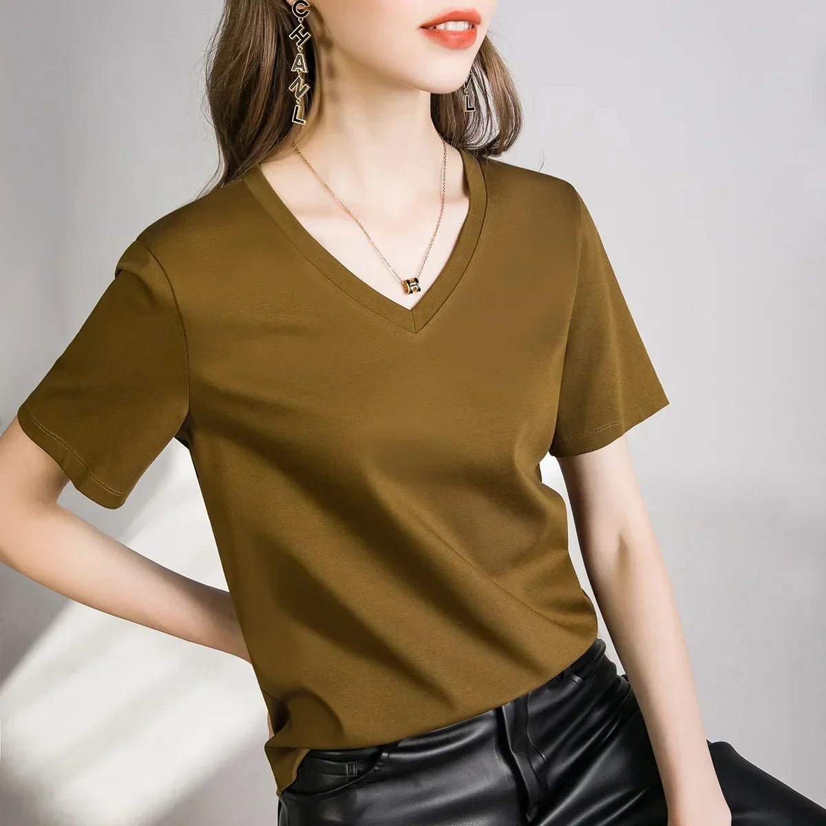 Blusa Casual em Algodão e Seda Sintética com Textura Lenogue