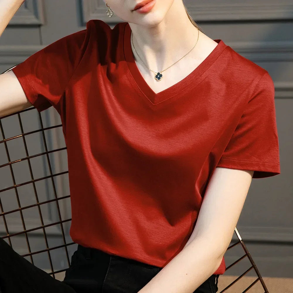 Blusa Casual em Algodão e Seda Sintética com Textura Lenogue