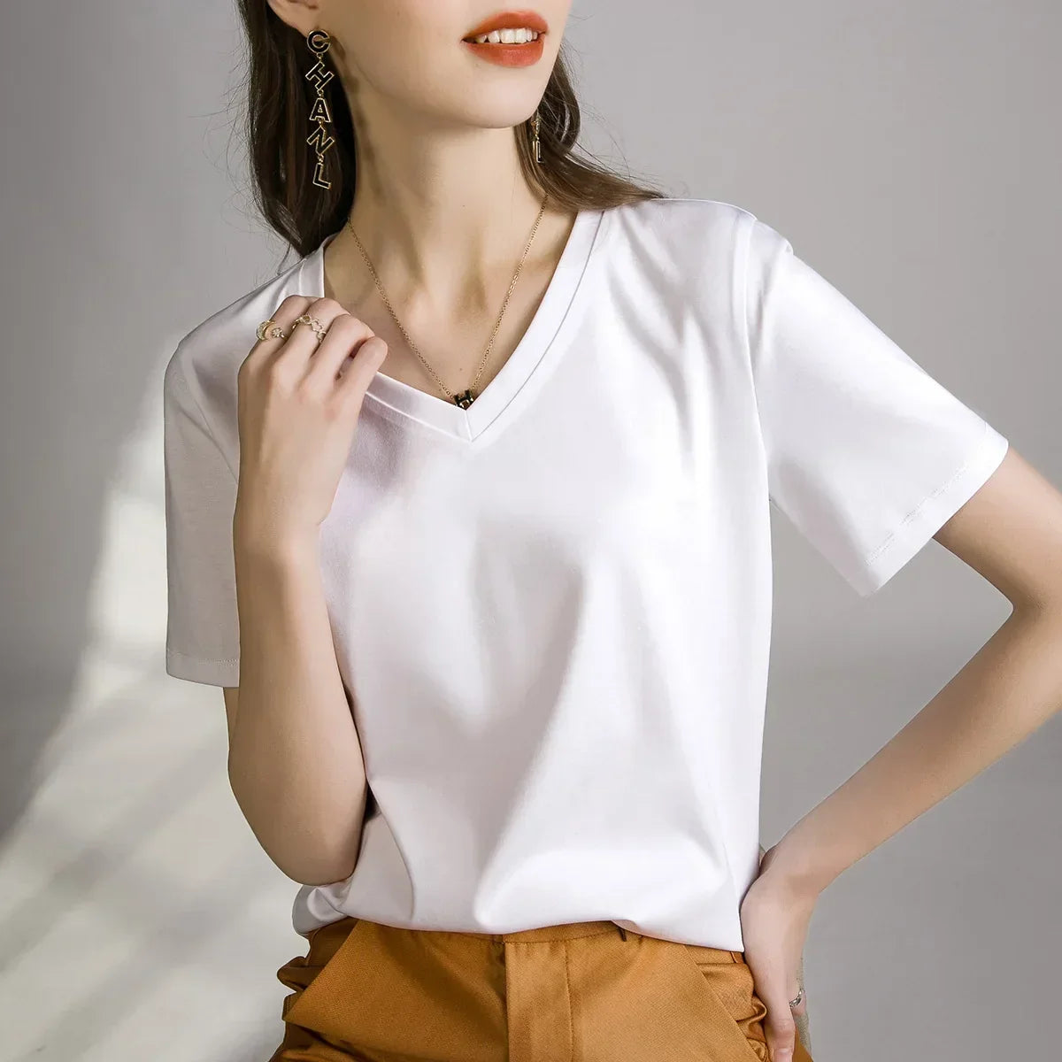 Blusa Casual em Algodão e Seda Sintética com Textura Lenogue Branco / p