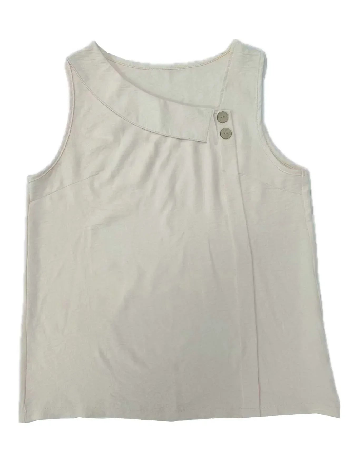 Blusa Casual Regata com Gola Assimétrica Lenogue