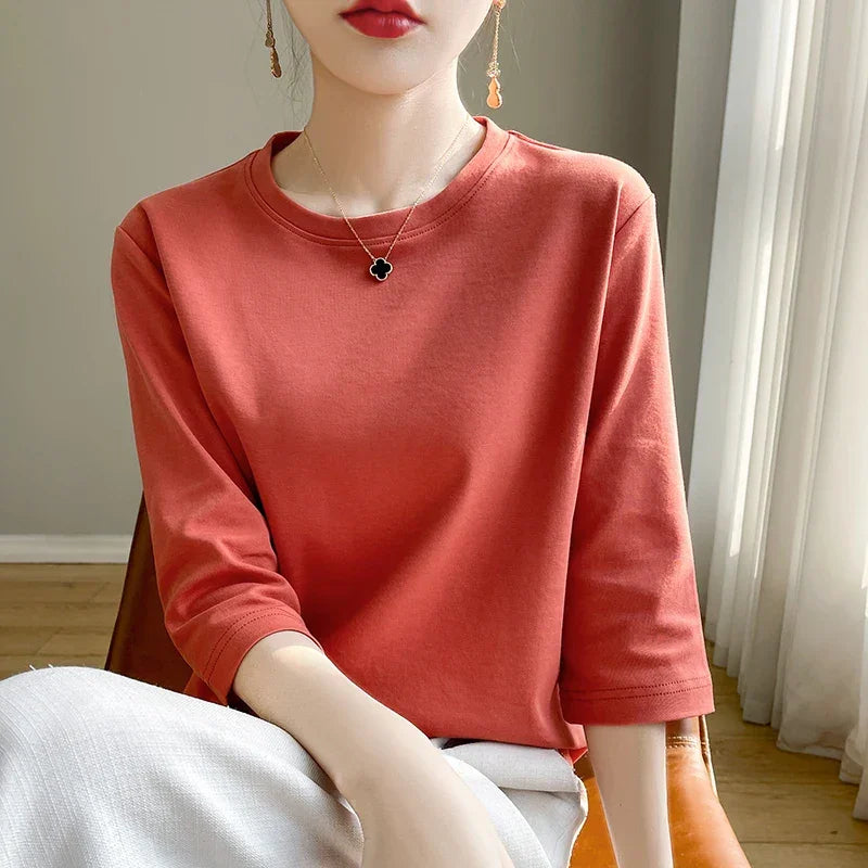 Blusa de Algodão Mercerizado para Casual Chic Lenogue