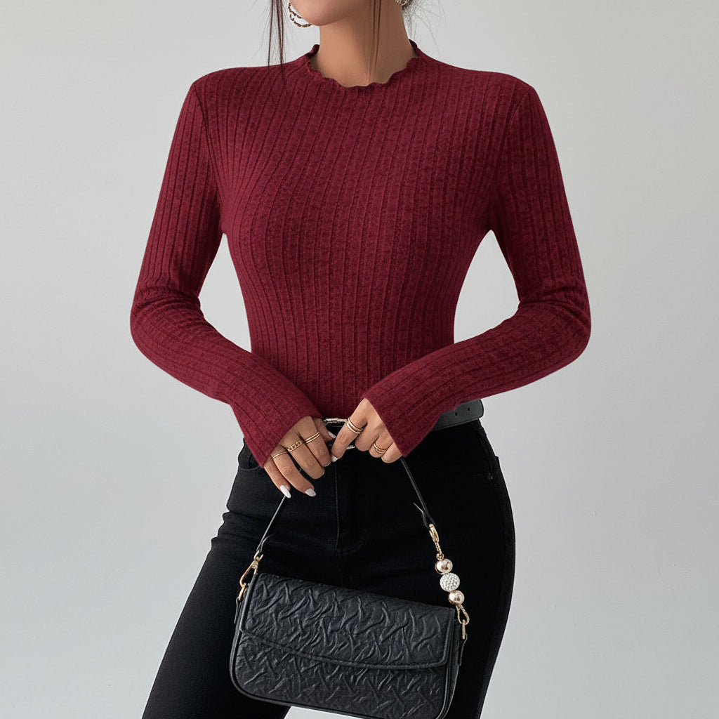 Blusa de Malha Gola Redonda Manga Longa Lenogue Vermelho / p