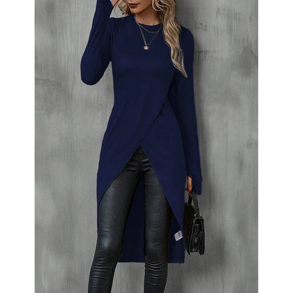 Blusa de Malha Transpassada Assimétrica Lenogue Azul / Pp