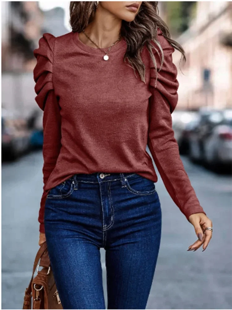 Blusa de Tecido Fluido Manga Bufante com Botões Lenogue Vermelho / p