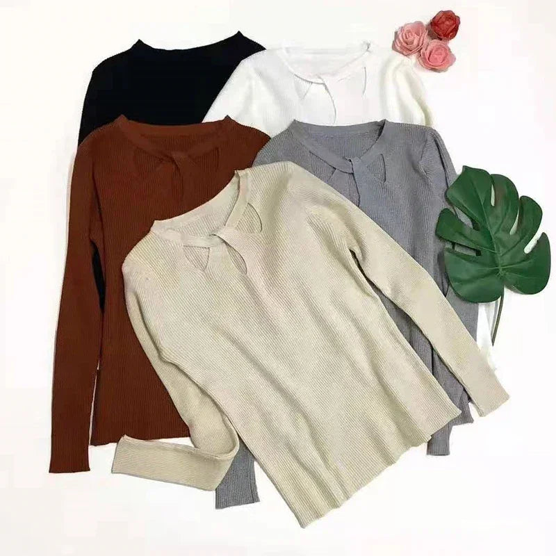 Blusa de Tricot Canelado com Recorte no Decote Lenogue