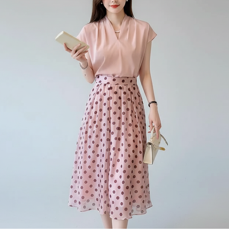 Blusa Social em Chiffon com Manga Curta para Escritório Lenogue Rosa / p