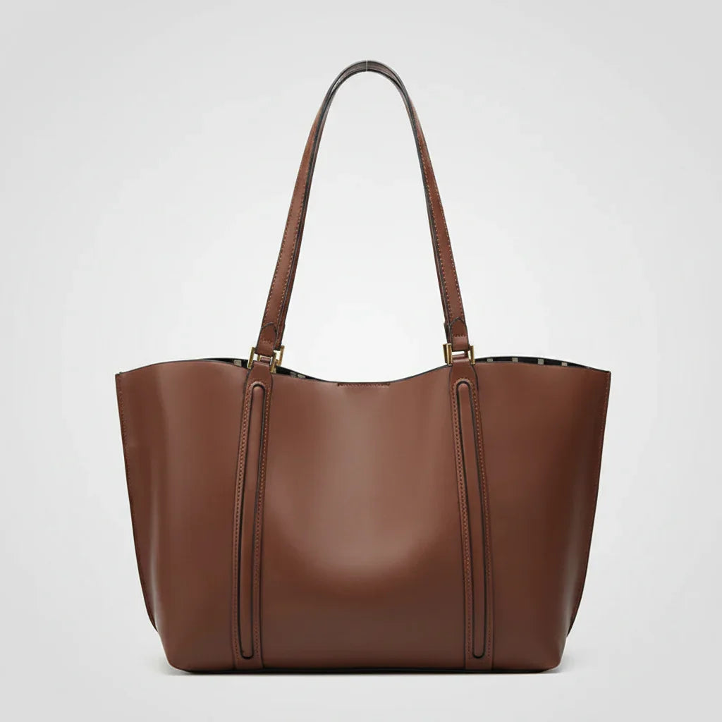 Bolsa Tote de Couro Sintético Minimalista com Alça Chic Lenogue