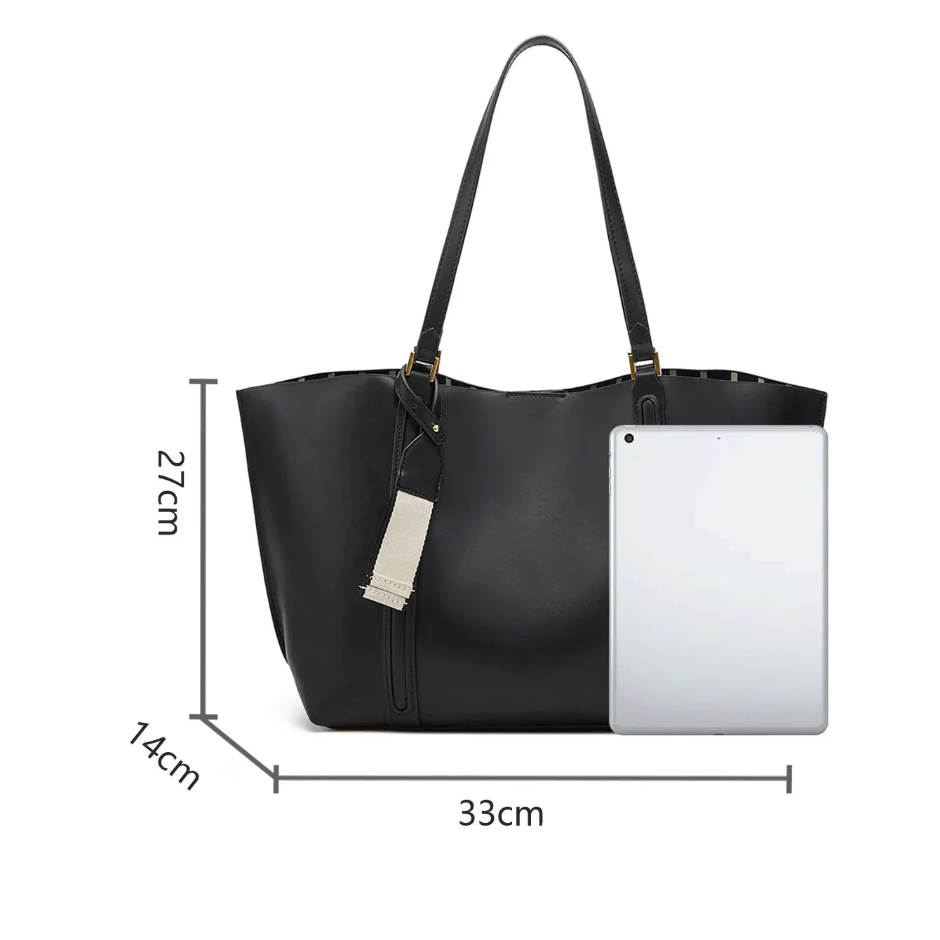 Bolsa Tote de Couro Sintético Minimalista com Alça Chic Lenogue