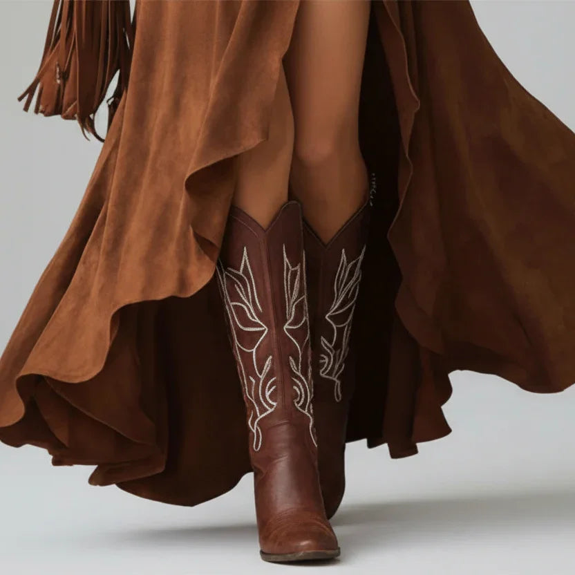 Bota Feminina Texana Cano Alto Caramelo Lenogue