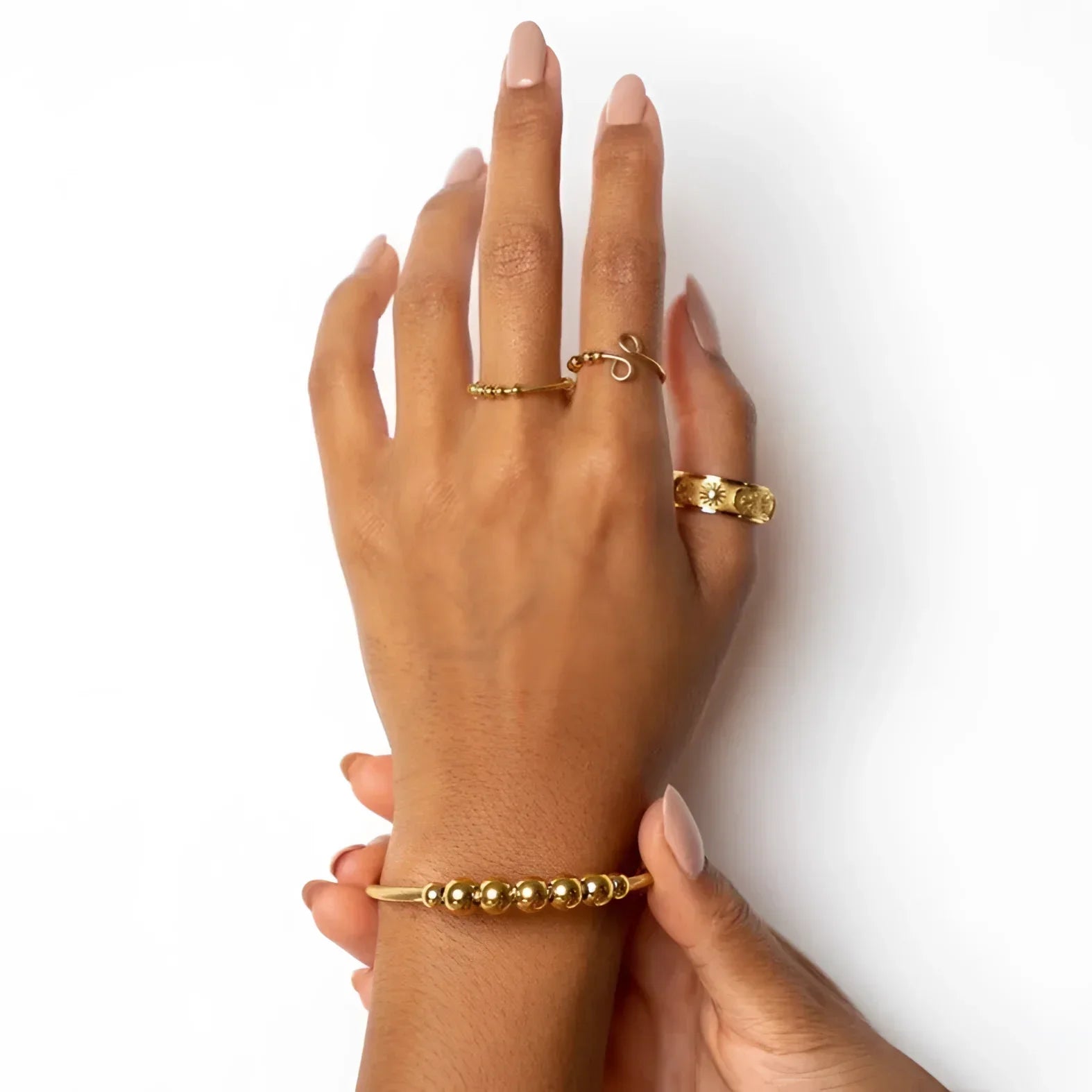 Bracelete Divine Anti-stress Ajustável Esferas Lenogue Ouro