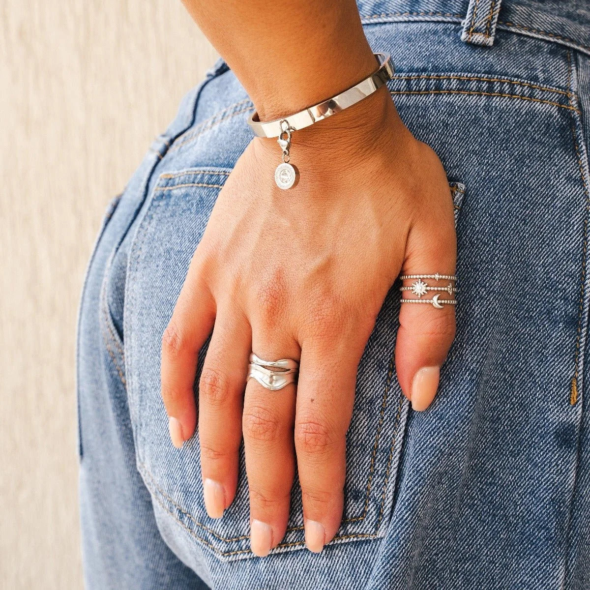 Bracelete Glamorous Uniq Prata Lenogue 17cm