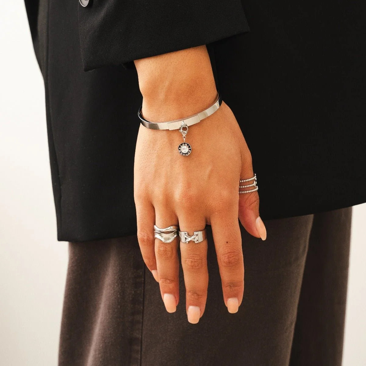 Bracelete Glamorous Uniq Prata Lenogue 17cm