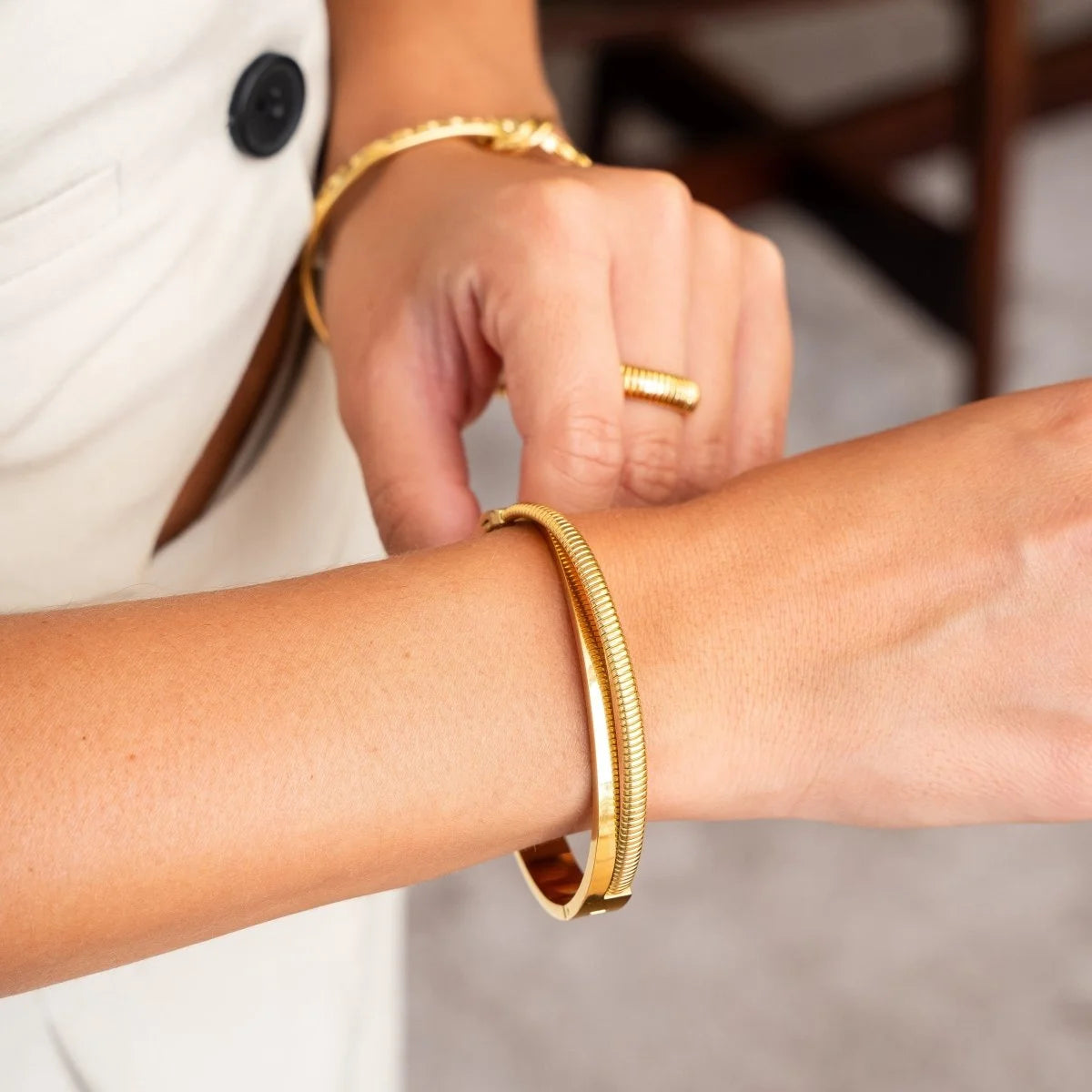 Bracelete Luxurious Dupla Harmonia Lenogue Ouro