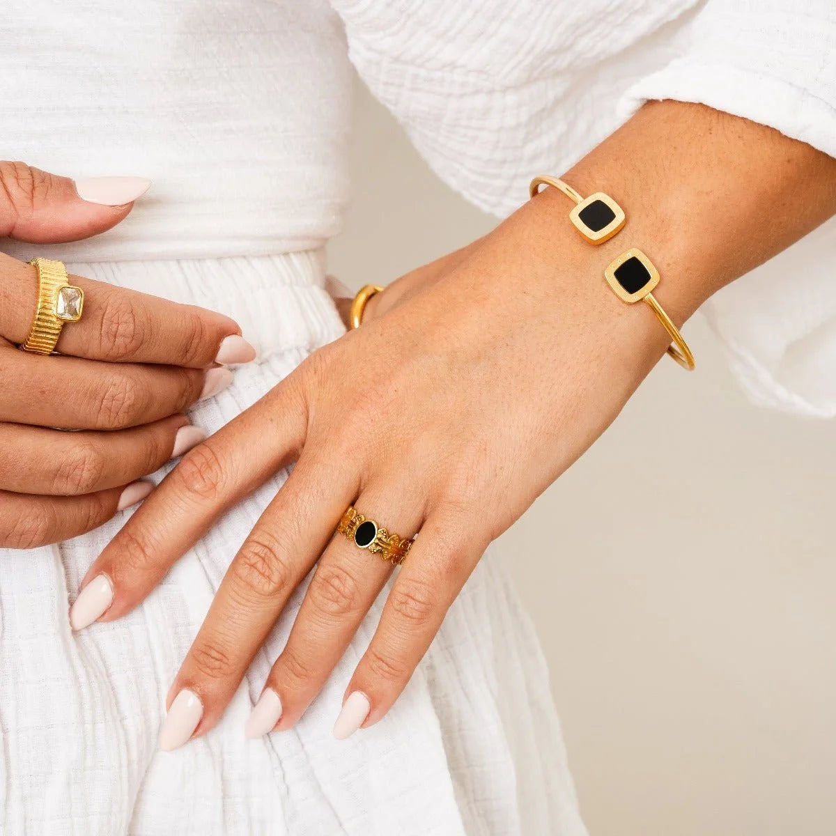 Bracelete Noble Bella ônix Lenogue Ouro