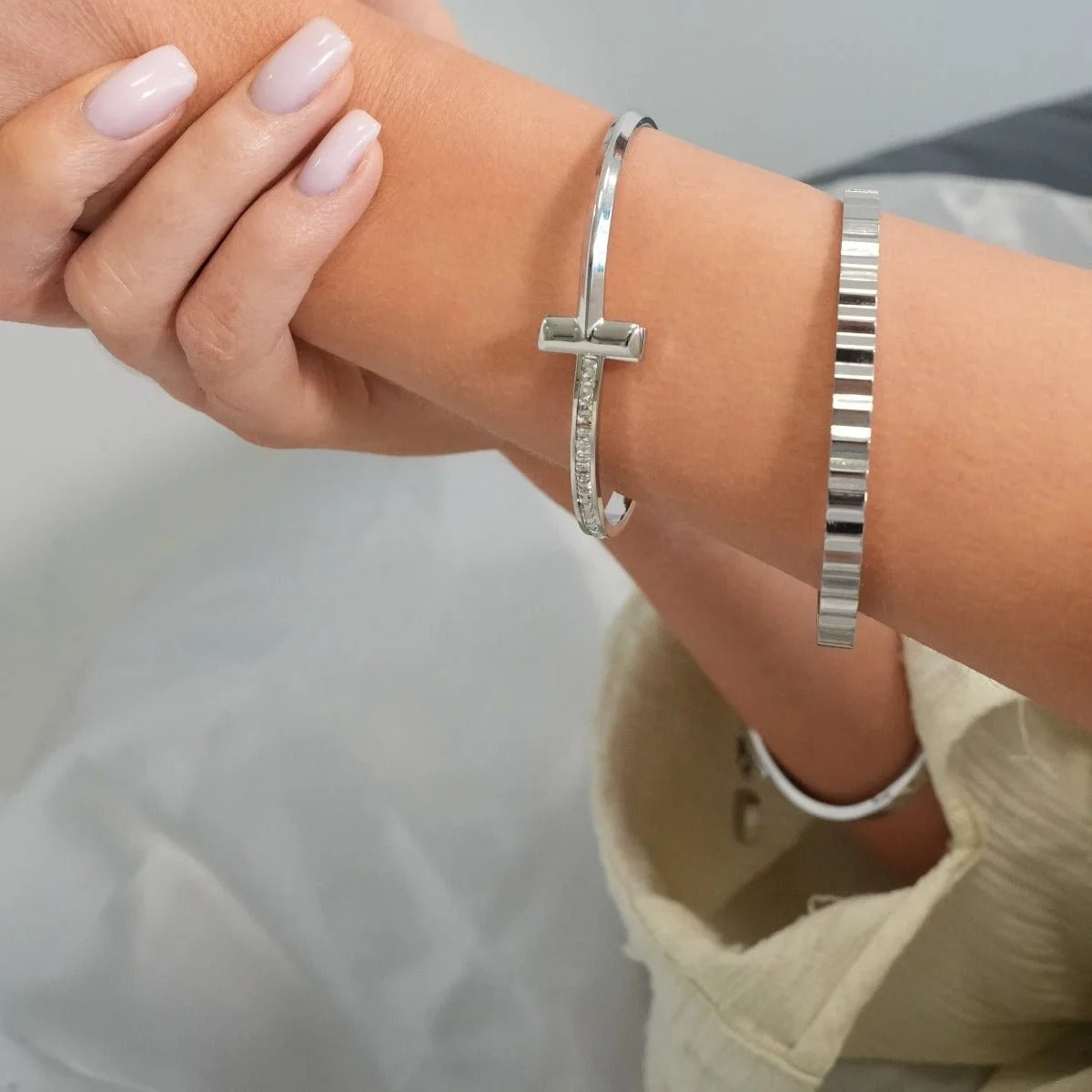 Bracelete Prestigious T-bar Elegance Prata Lenogue