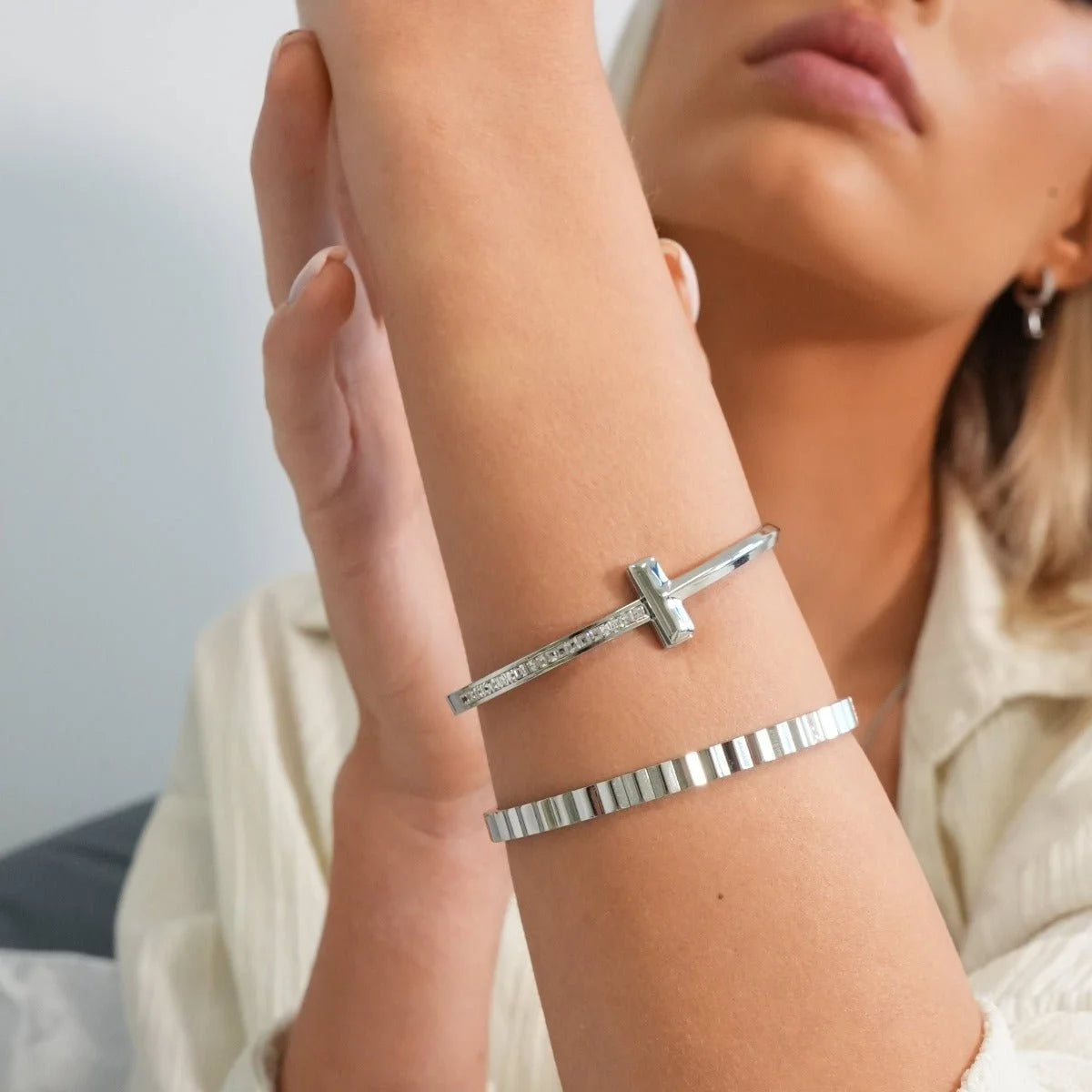 Bracelete Prestigious T-bar Elegance Prata Lenogue