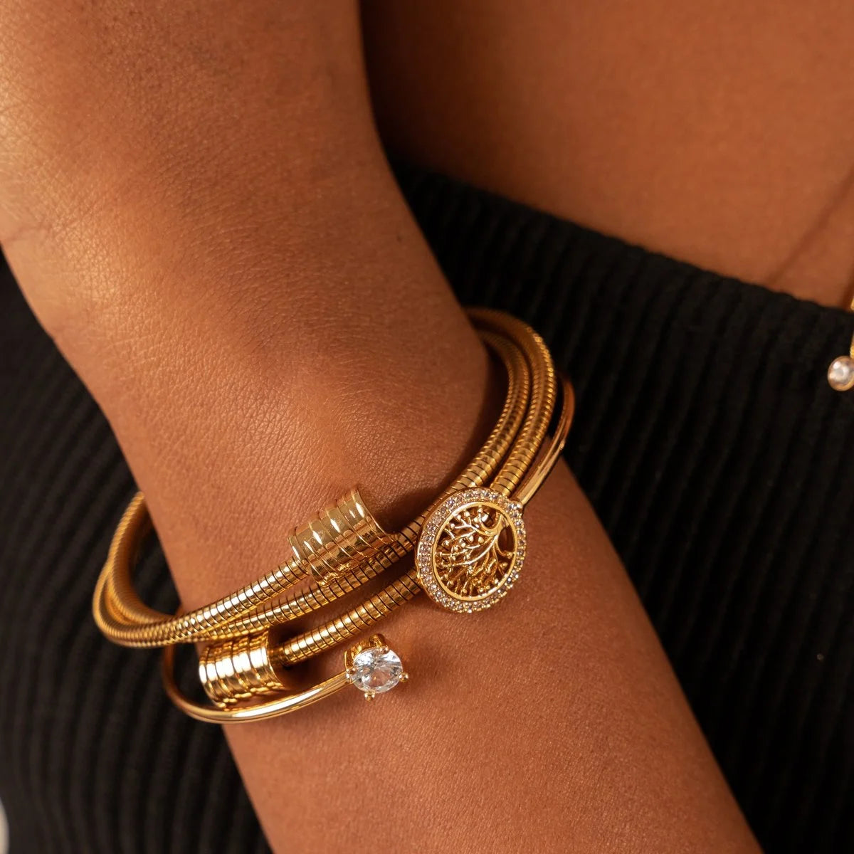 Bracelete Pure árvore da Vida Lenogue Ouro / 18cm