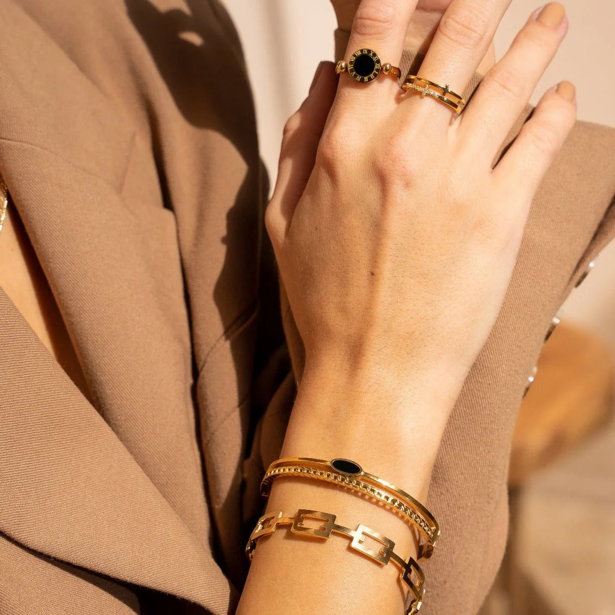 Bracelete Pure Camadas ônix Lenogue Ouro