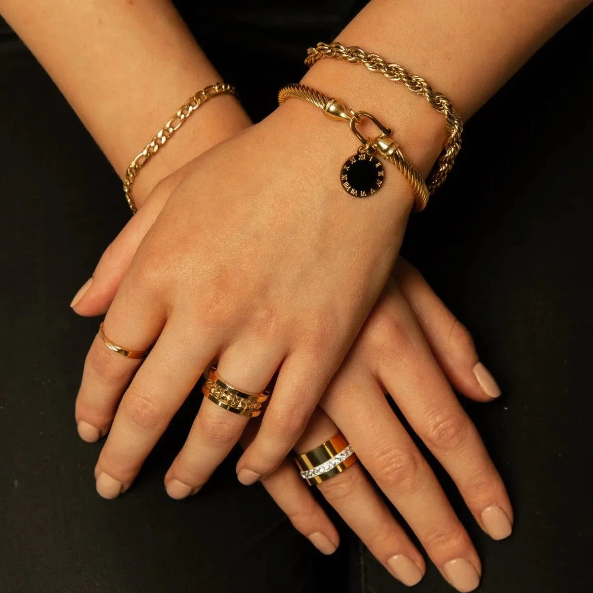 Bracelete Royal Pingente ônix Lenogue Ouro