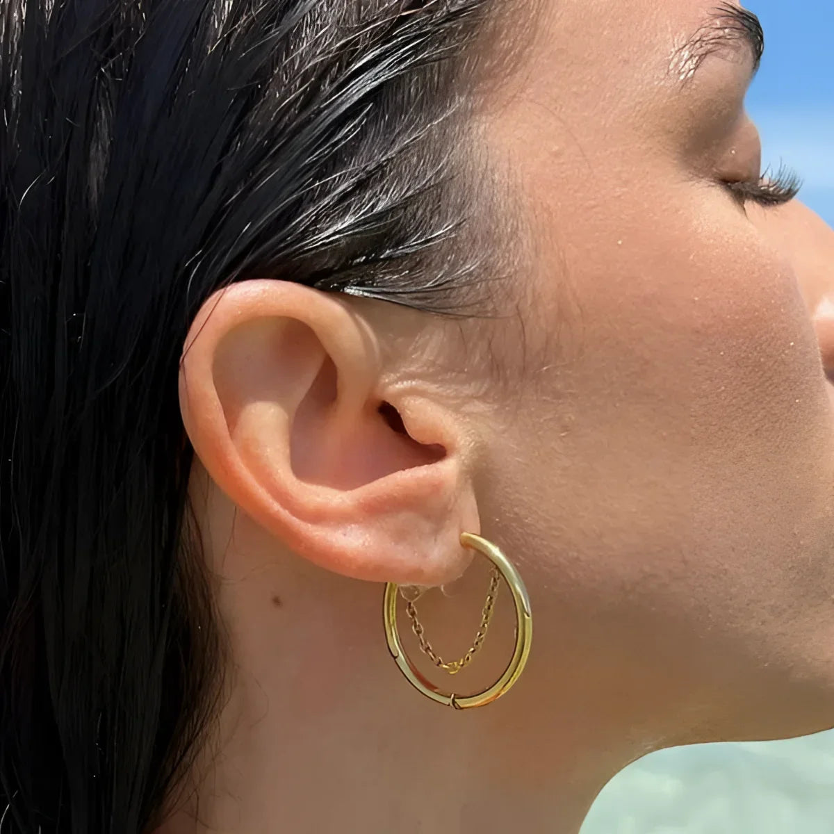 Brinco Luxurious de Argola Pipa Lenogue Ouro