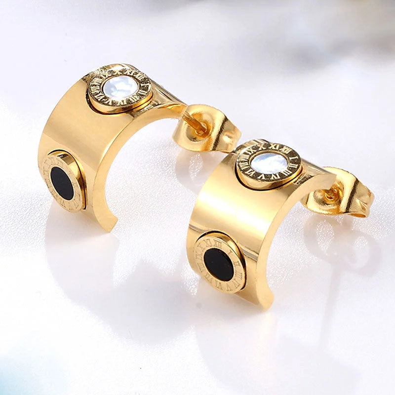 Brinco Luxurious Giratório Numeral Romanos Lenogue Ouro