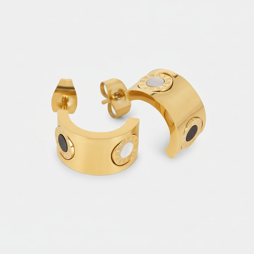 Brinco Luxurious Giratório Numeral Romanos Lenogue Ouro