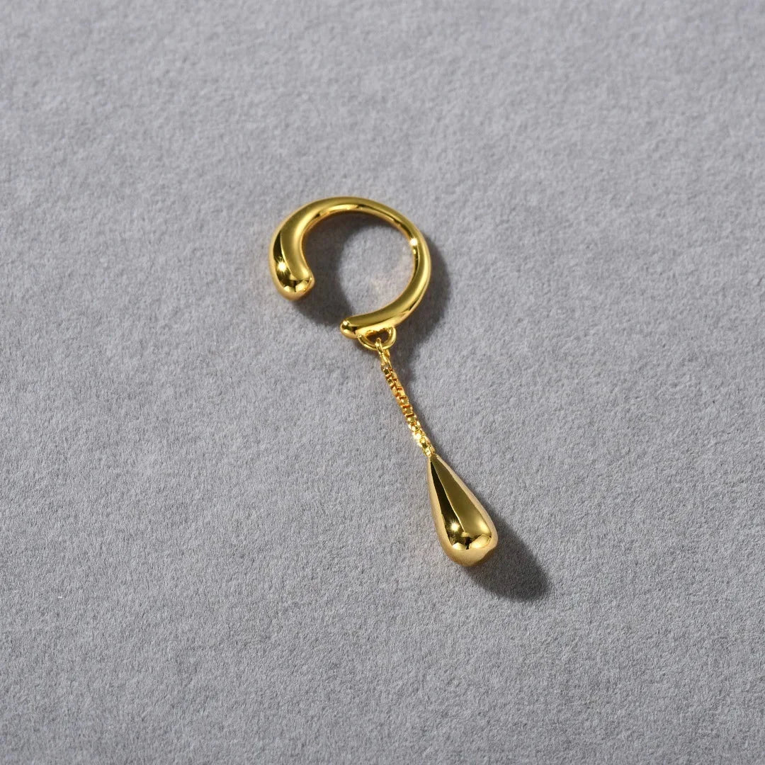 Brinco Radiant Ear Cuff Metal Teardrop com Tassel Lenogue