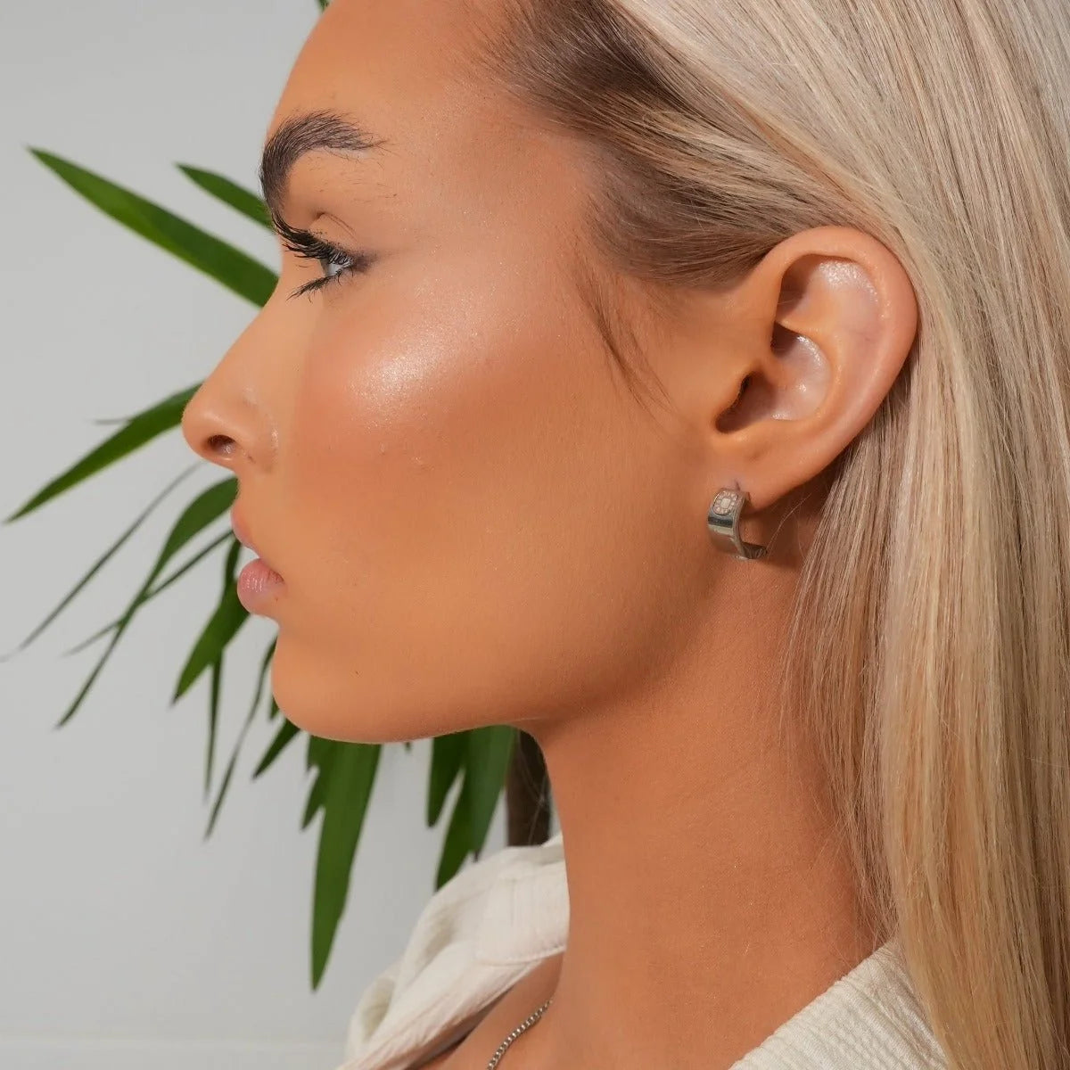 Brinco Radiant Square Charm Prata Lenogue