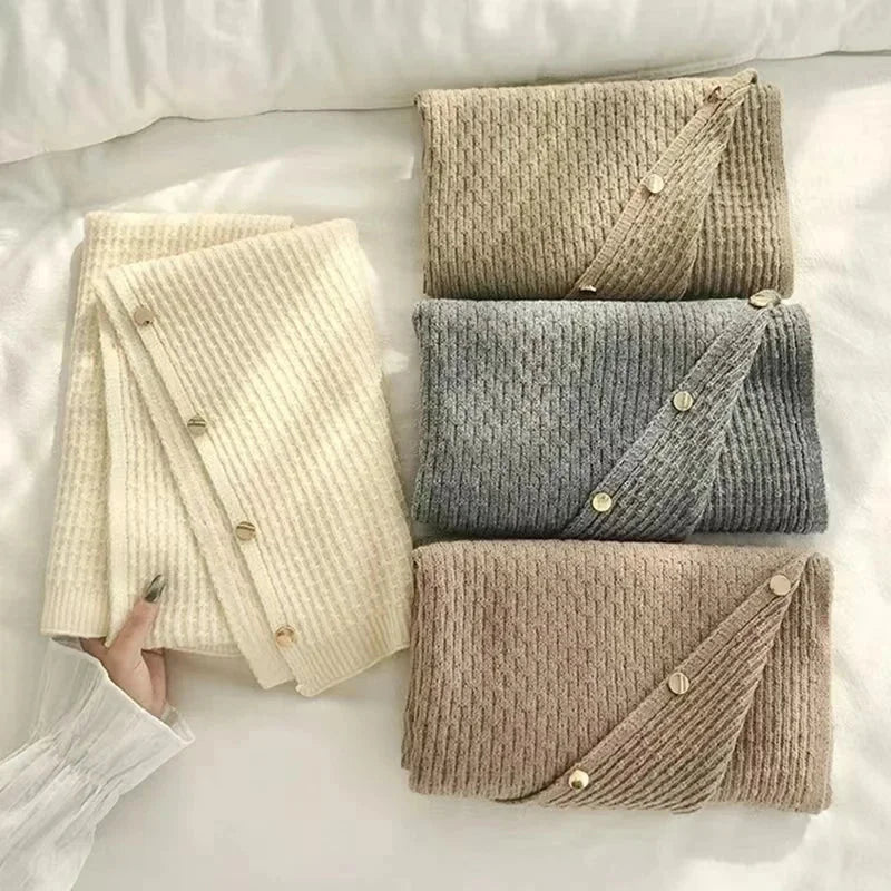 Cachecol em Cashmere com Botões para Inverno Lenogue