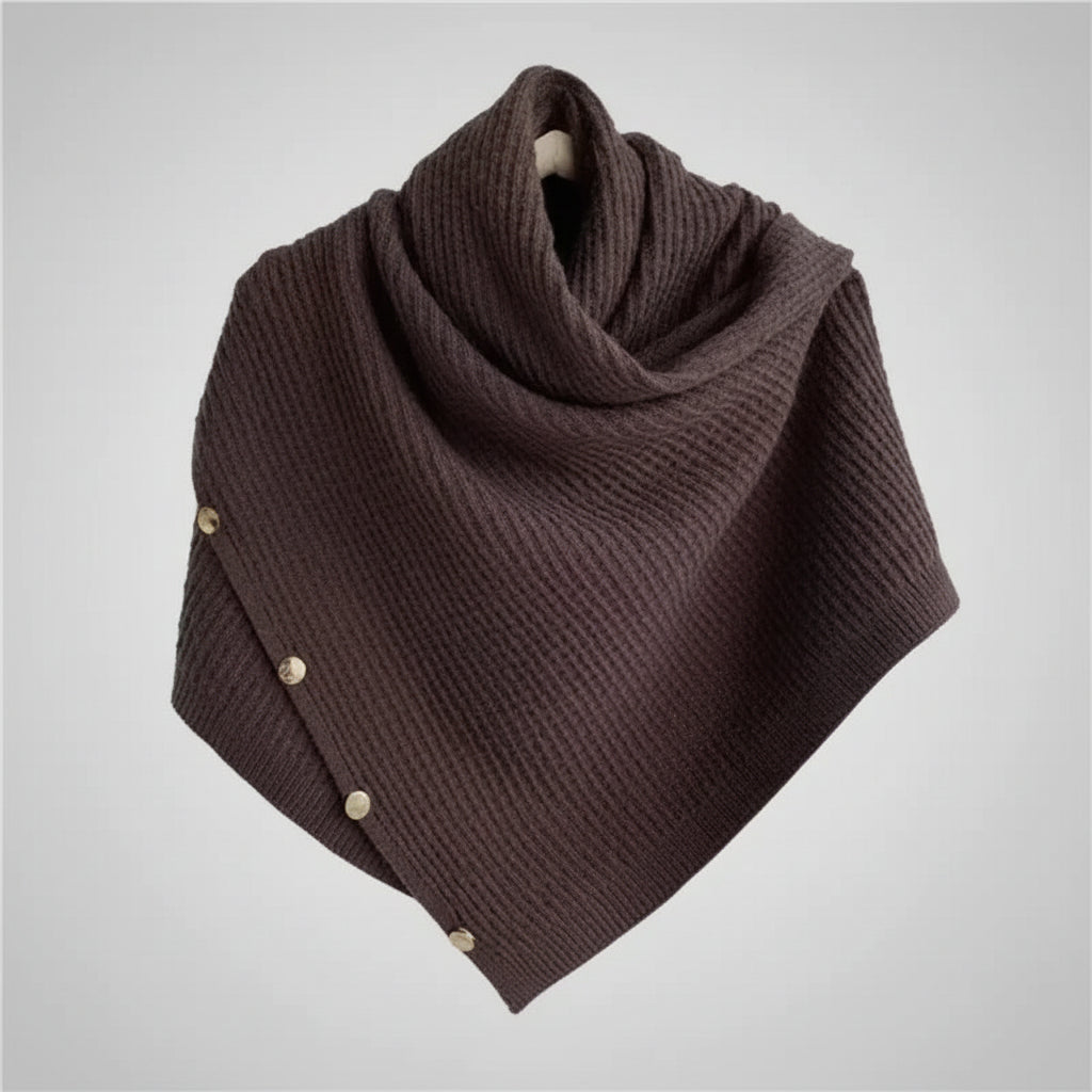 Cachecol em Cashmere com Botões para Inverno Lenogue Marrom