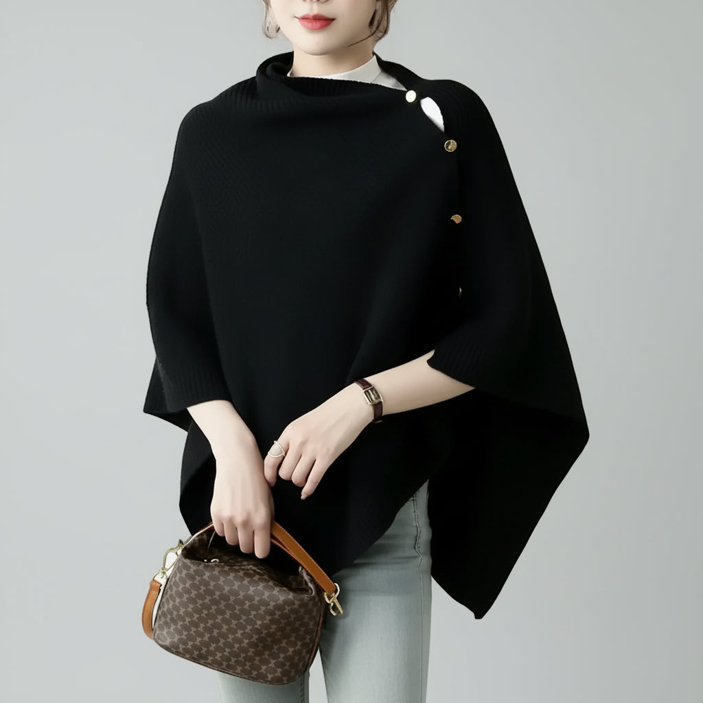 Cachecol em Cashmere com Botões para Inverno Lenogue Preto