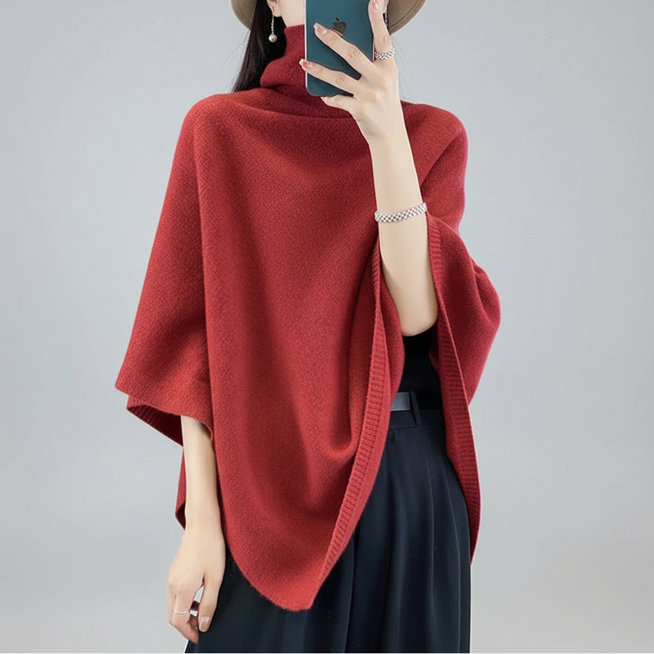 Cachecol em Lã Merino Pura para Inverno e Viagens Lenogue Vermelho