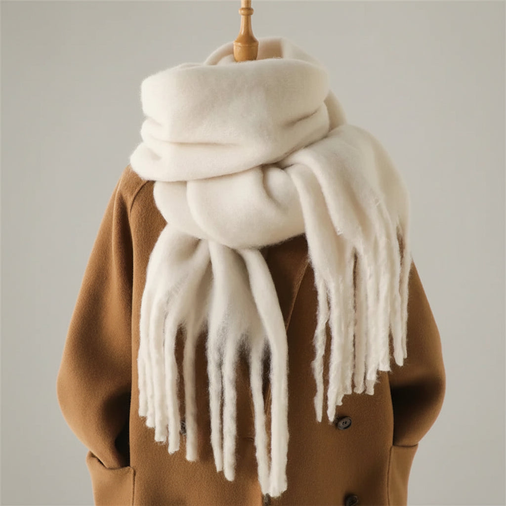 Cachecol Pashmina Toque de Cashmere para Inverno Lenogue Bege