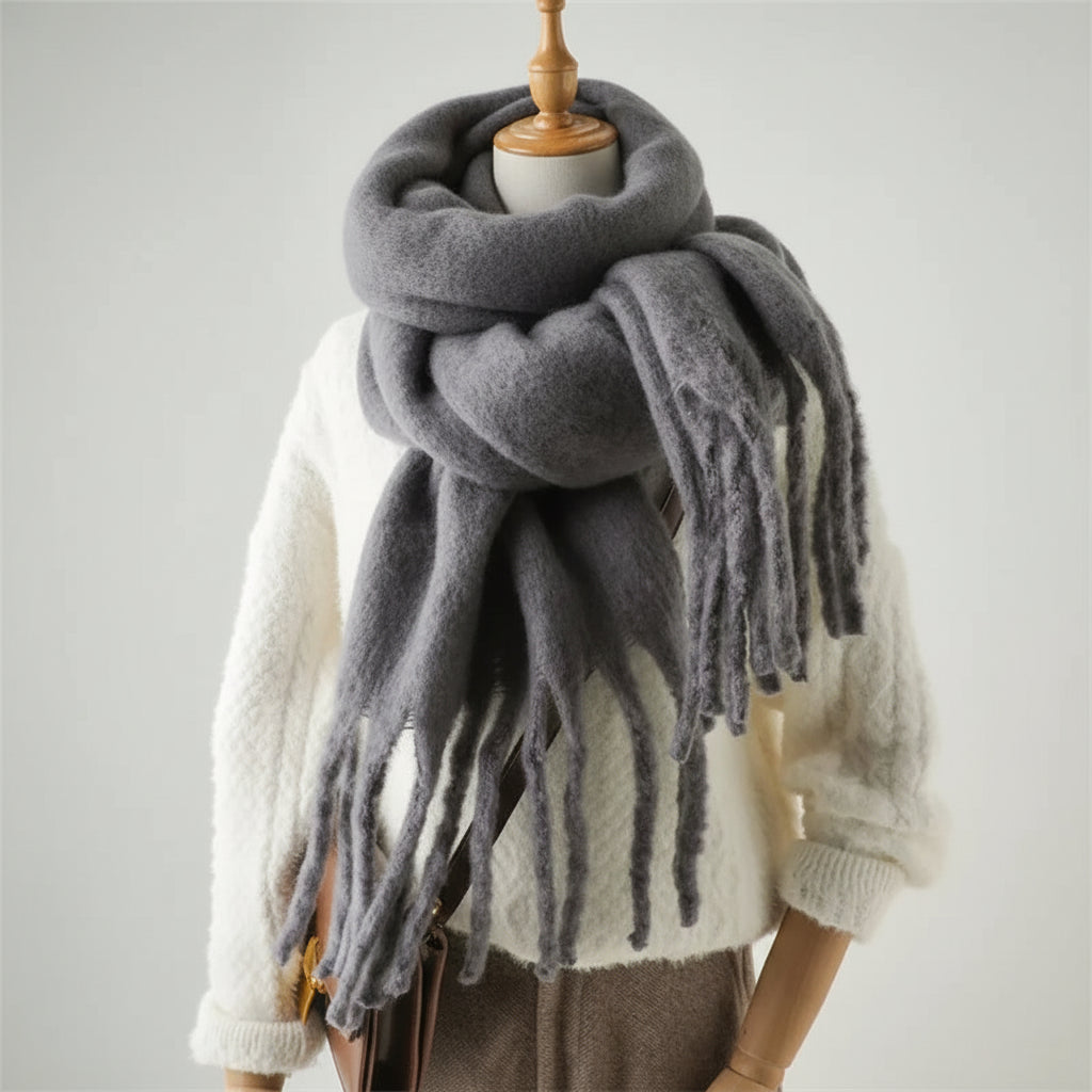 Cachecol Pashmina Toque de Cashmere para Inverno Lenogue Cinza