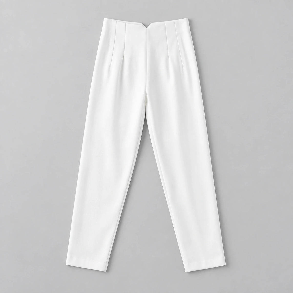 Calça Longa com Cintura Alta e Zíper Raffiné Lenogue