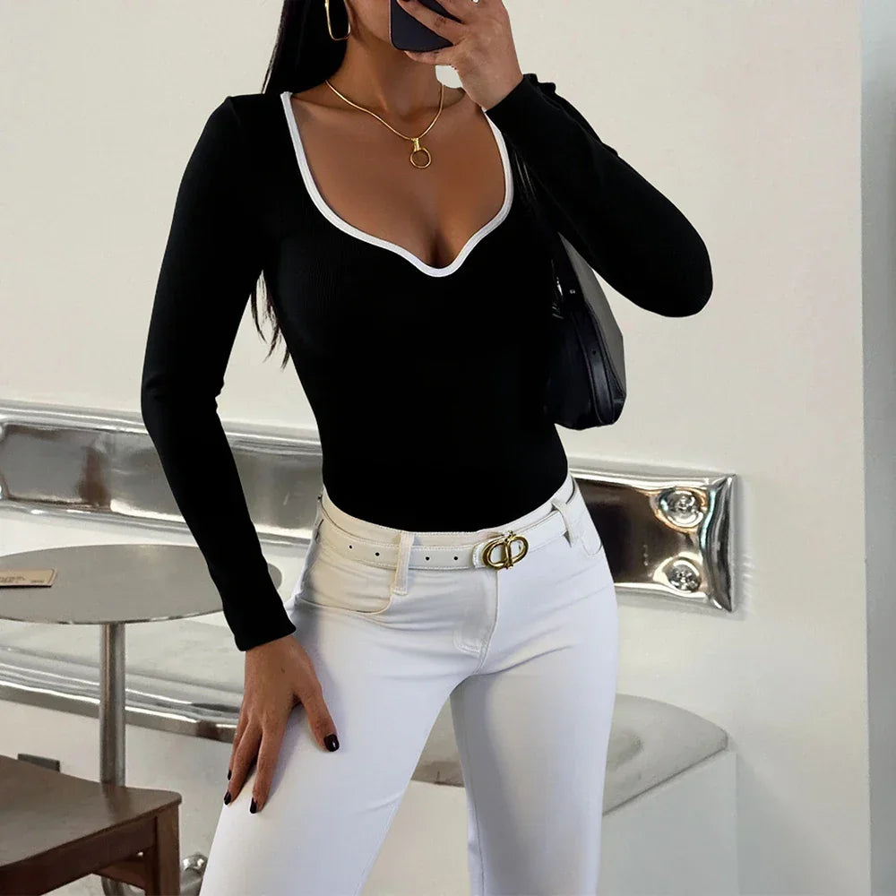 Camiseta de Malha Gola Coração Manga Longa Lenogue