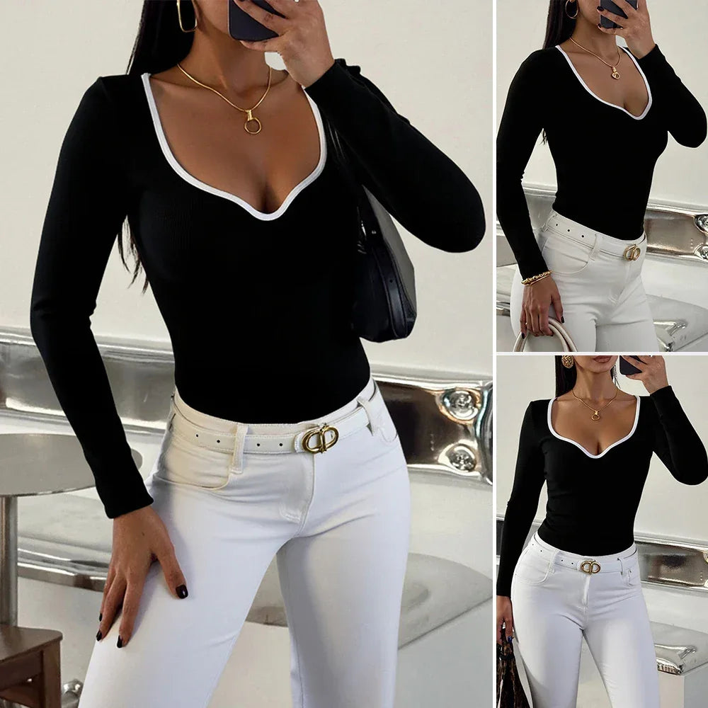 Camiseta de Malha Gola Coração Manga Longa Lenogue