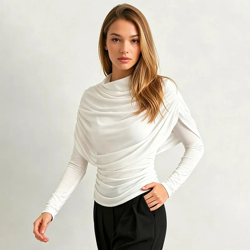 Camiseta de Tricô com Manga Longa e Gola Redonda Éclat Lenogue