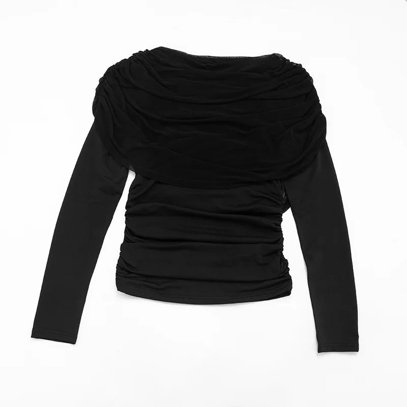 Camiseta de Tricô com Manga Longa e Gola Redonda Éclat Lenogue