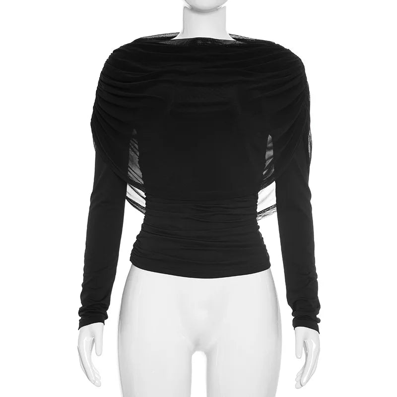 Camiseta de Tricô com Manga Longa e Gola Redonda Éclat Lenogue